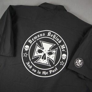 Demons Behind Me Workwear Red Kap Shirt Mens 5XL Black Skull Biker Short Sleeve